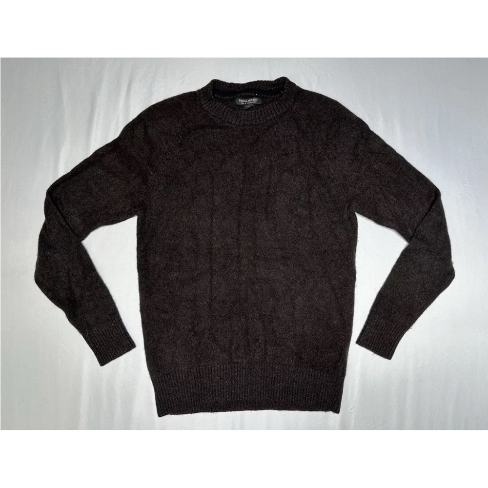 Banana Republic Sweater Medium Brown Italian Merino Wool Yarn Crew Neck Knit